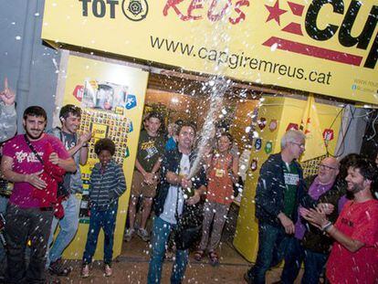 La CUP de Reus celebra su ascenso electoral.