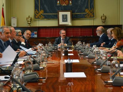 Pleno del Consejo General del Poder Judicial (CGPJ), presidido por el vocal Rafael Mozo, el pasado 13 de octubre.