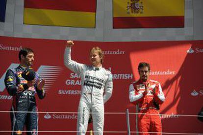 Webber, Rosberg y Alonso en el podio.