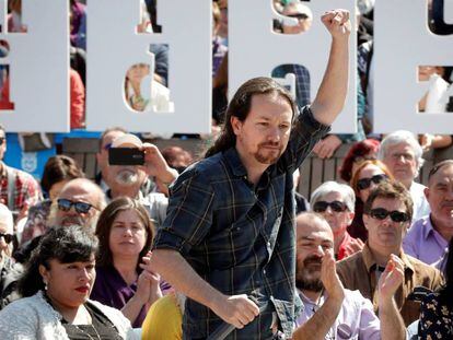 El secretario general de Podemos, Pablo Iglesias, en un acto celebrado el pasado sábado en Pamplona.