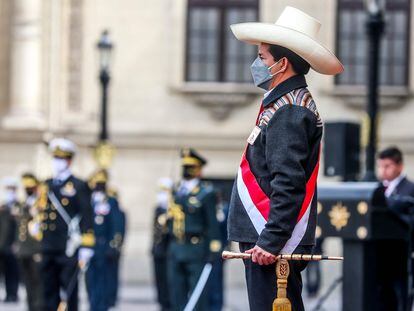 El presidente de Perú, Pedro Castillo, en una ceremonia el 5 de agosto en Lima.