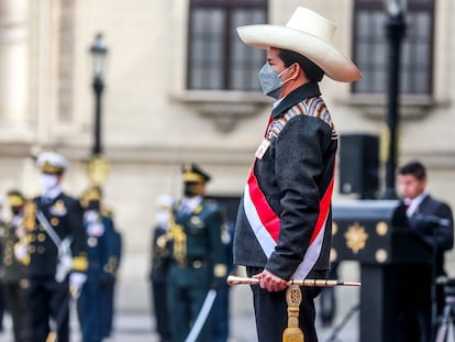 El presidente de Perú, Pedro Castillo, en una ceremonia el 5 de agosto en Lima.