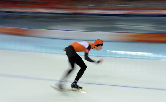 El holandés Jorrit Bergsma, durante la prueba de patinaje en velocidad.