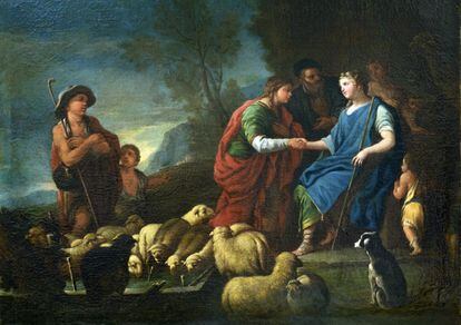 ‘Encuentro de Jacob y Raquel en el pozo de agua’, la pintura de autoría desconocida que su dueño atribuye a Rembrandt.