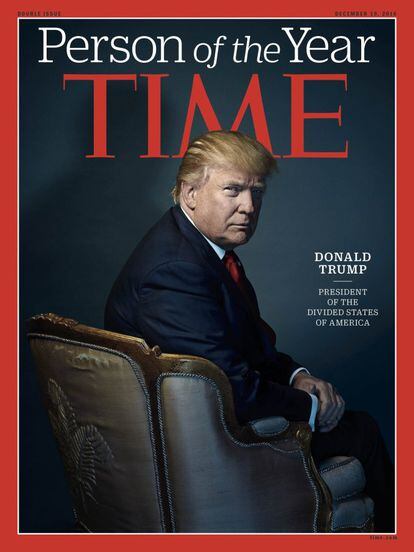 En diciembre, la popular revista TIME eligió como "persona del año" a Donald Trump, tras su victoria en las elecciones presidenciales de noviembre de 2016. La colocación de la letra M sobre tu cabeza generó una gran polémica.