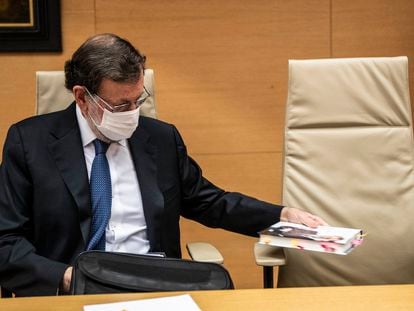 El expresidente Marino Rajoy en su declaración por la Operación Kitchen en el Congreso.