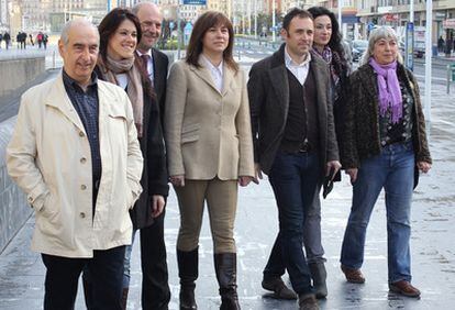 Impulsores del espectáculo dedicado a Imanol, ayer en el Kursaal donostiarra.