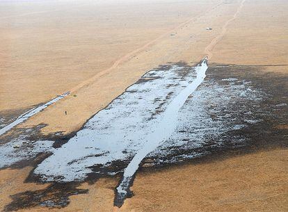 Vista del área afectada por el vertido de petróleo