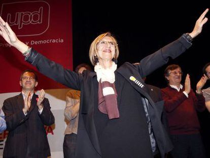 La candidata de UPYD, Rosa Díez, durante el acto electoral de cierre de campaña.