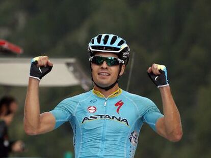 Mikel Landa tras ganar la etapa de este miércoles.