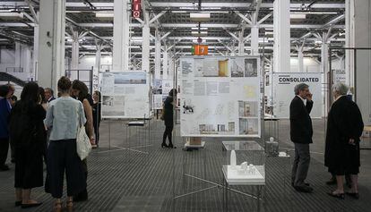 El pabell&oacute;n Vict&ograve;ria Eug&egrave;nia en una exposici&oacute;n de arquitectura. 