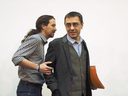 Pablo Iglesias y Juan Carlos Monedero, fundadores de Podemos, en una imagen de archivo.