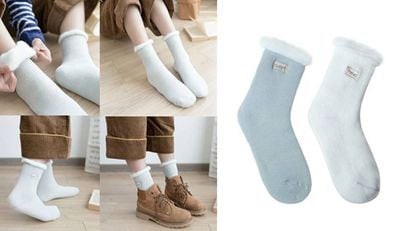2 pares térmicos señora invierno calcetines sin goma extra caliente azul 35 hasta 42