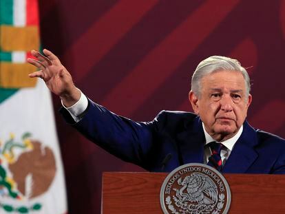 Andrés Manuel López Obrador durante su conferencia de prensa matutina de este martes.