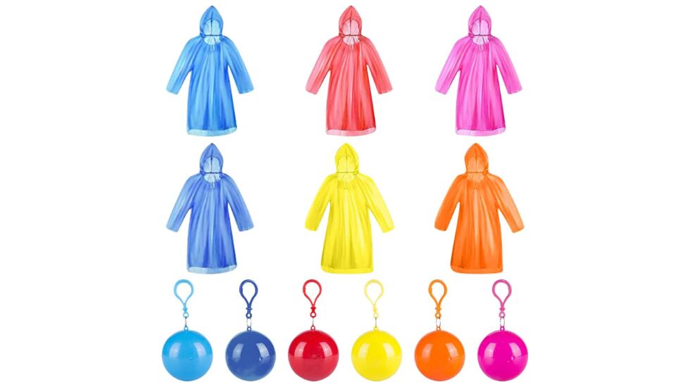 Pack ahorro de ponchos impermeables multicolor y unisex, con capucha y una funda estilo llavero, para colgarla en la mochila o en el bolso