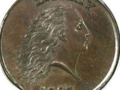 Uno de los primeros centavos de dólar acuñados por Estados Unidos en 1793