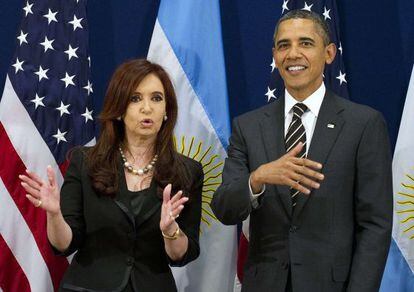 ALa presidenta argentina, Cristina Fernández de Kirchner, y el presidente de EE UU, Barack Obama, el viernes en Cannes.