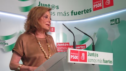 Amparo Rubiales, en una rueda de prensa, el pasado junio.