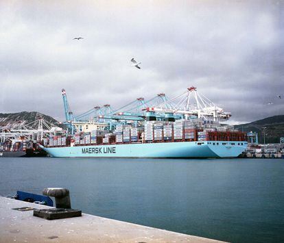 El ‘Mary Maersk’, a finales de enero, en el puerto de Tánger.