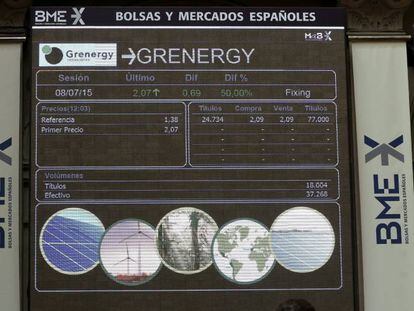 La empresa Grenergy Renovables, especializada en energía solar, en su debut en el Mercado Alternativo Bursátil (MAB).