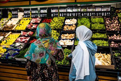 Las mujeres de las familias afganas son, generalmente, las que se encargan de hacer las compras en el supermercado. Las prestaciones económicas que les ofrece el Gobierno alemán, explican ellas mismas, oscilan entre los 190 y los 300 euros por persona, por lo que, en la mayoría de los casos, optan por hacer compras conjuntas. 