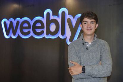 David Rusenko en la sede de Weebly, la empresa que creó y dirige.
