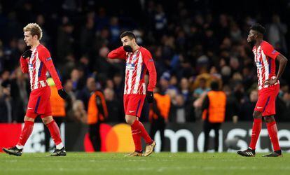 Griezmann, Correa y Thomas, tras el partido.