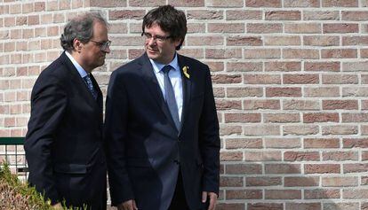 Quim Torra i Carles Puigdemont, dissabte a Bèlgica.