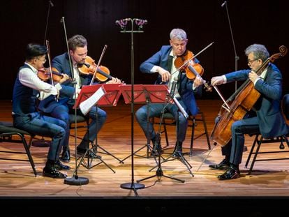 Cuarteto Diotima, durante la actuación en la Juan March.