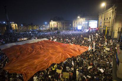 Panorámica del final de la manifestación en Lima