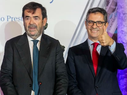 El presidente del CGPJ, Vicente Guilarte, y el ministro de Justicia, Félix Bolaños, en un acto el 16 de noviembre en Madrid.