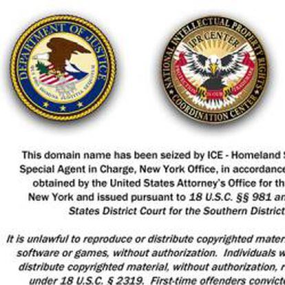 Imagen de las autoridades judiciales de EE UU sobre varias páginas webs cerradas