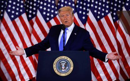 El presidente de los Estados Unidos y candidato republicano, Donald Trump, durante la rueda de prensa para valorar los resultados de las elecciones.