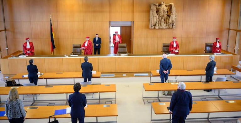 El Tribunal Constitucional alemán, el pasado martes durante el pronunciamiento sobre la compra de bonos del BCE.