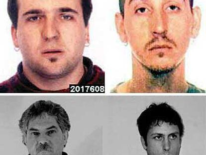 Arriba, de izquierda a derecha, Jon Kepa Preciado y Jon González, detenidos ayer. Abajo, Luis Enrique Garate e Ibon Elorrieta, arrestados el lunes.