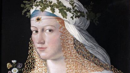 Supuesto retrato de Lucrecia Borja, vestida como la diosa Flora, por Bartolomeo Veneto.