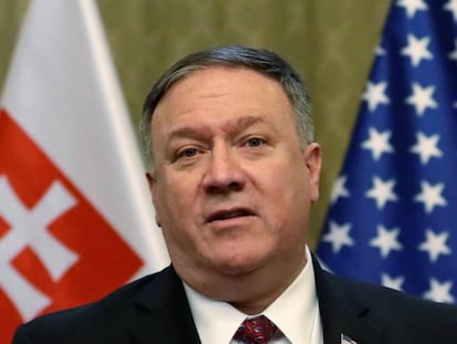 El secretario de Estado de EE UU, Mike Pompeo, el martes en Bratislava (Eslovaquia). 