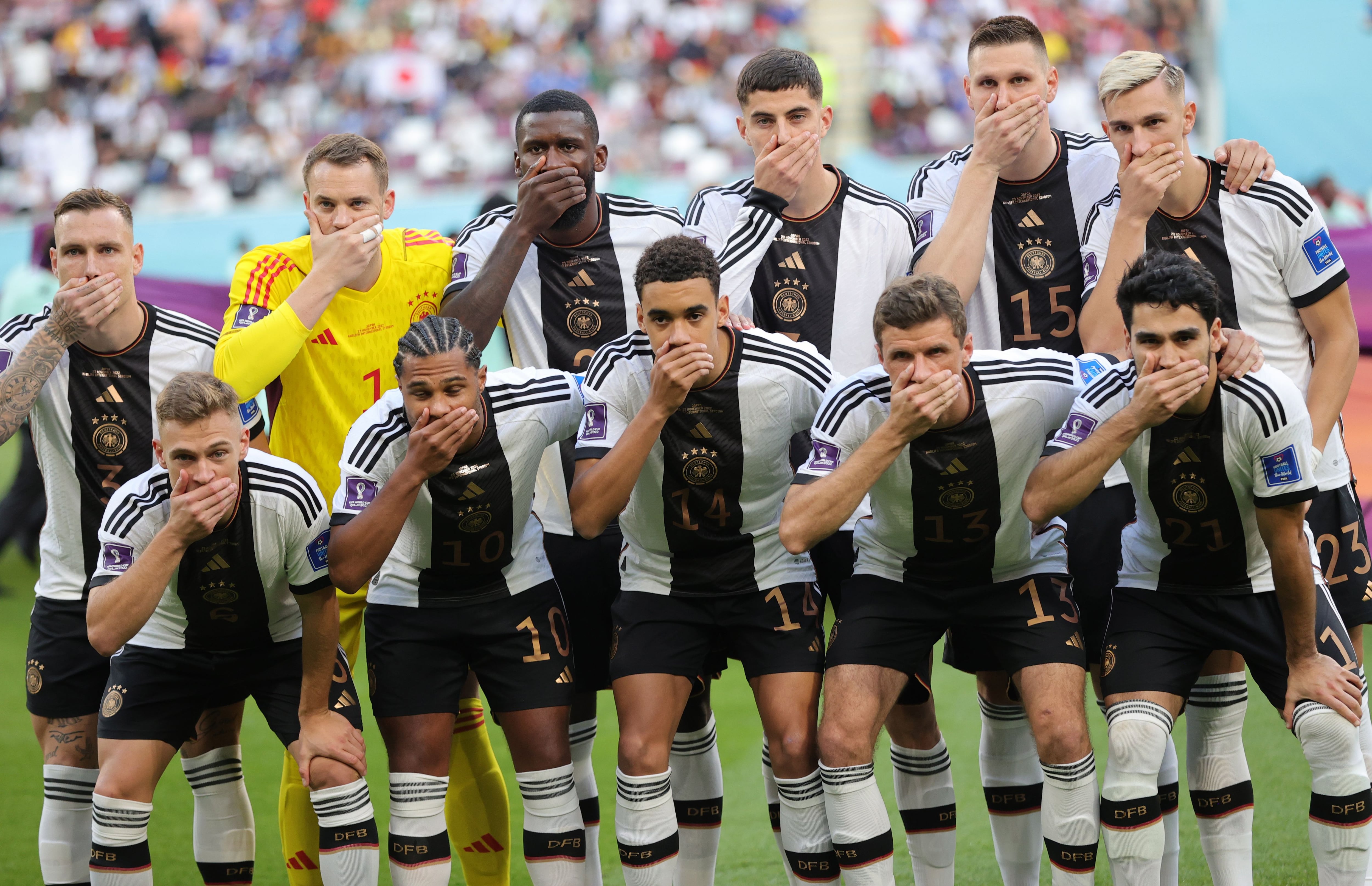 El once inicial de Alemania antes de su partido debut contra Japón en el Mundial, este miércoles. 