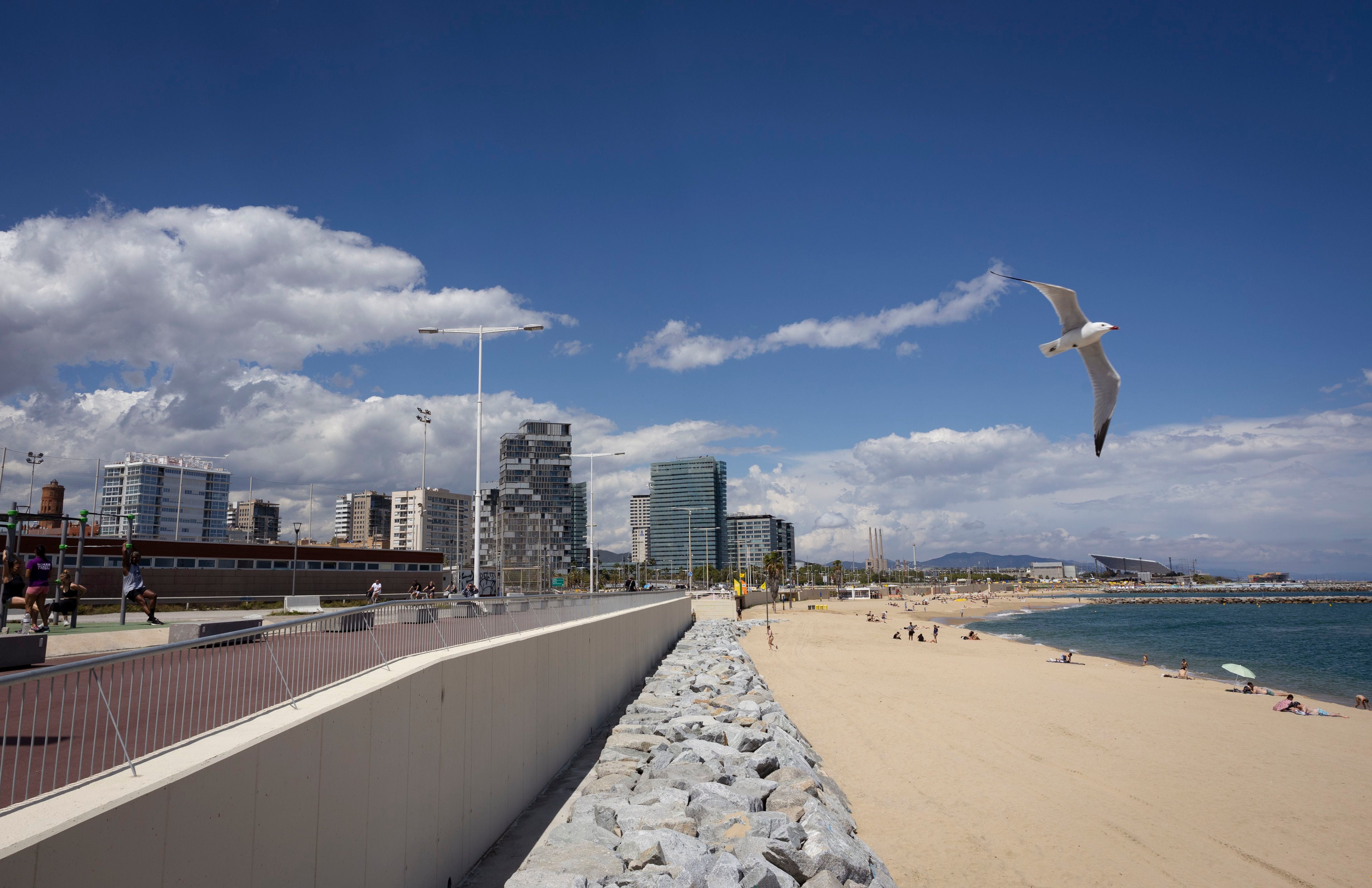 La arena del Masnou salva la playa de la Nova Mar Bella en Barcelona