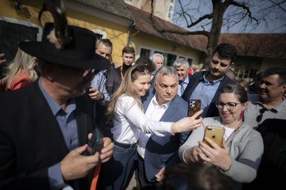 Orbán este martes en un acto electoral en Bekescsaba, en Hungría.