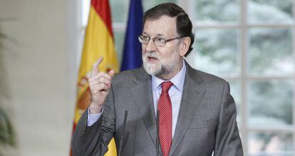 Mariano Rajoy, durante una intervenci&oacute;n en el palacio de La Moncloa. 