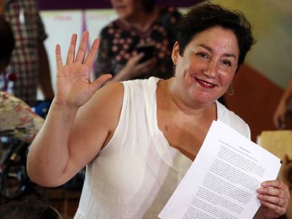 La excandidata Beatriz S&aacute;nchez la semana pasada en Santiago de Chile.