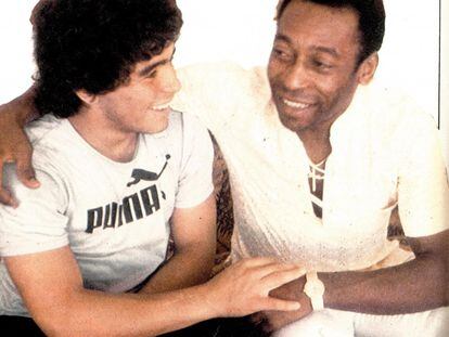 Maradona y Pelé, en abril de 1970 en Río de Janeiro.