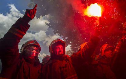 Imagen de las protestas del cuerpo de bomberos en 2013.