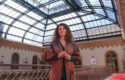 La historiadora de la lengua Lola Pons, en el Palacio de Congresos de Cadiz, sede principal del Congreso Internacional de la Lengua Española, el lunes 27.