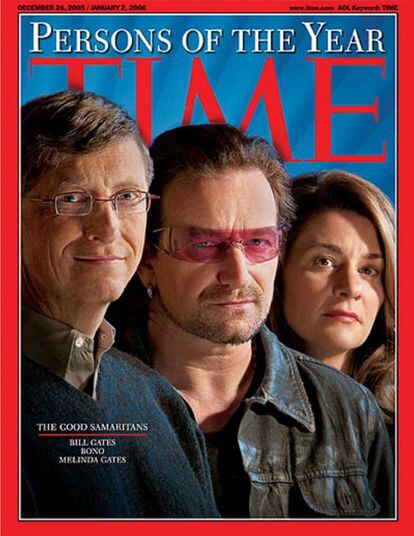Bill Gates, Melinda Gates y Bono.
