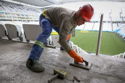Obras en el estadio del Corinthians. 