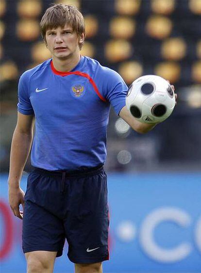 Arshavin, durante un entrenamiento con la selección rusa