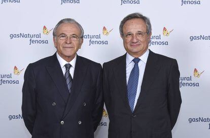 El president de Gas Natural, Isidre Fainé (esq.) i el conseller delegat, Rafael Vilaseca.