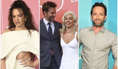 Desde la izquierda: Rosalía, Bradley Cooper y Lady Gaga, y Luke Perry.
